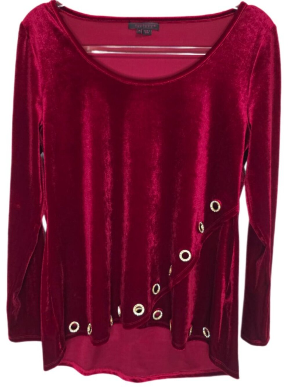 1491 Fontana Rhinestone & Gold Buttons Long Sleeve Velveteen Tunic Sz.M
